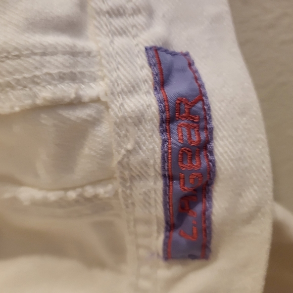 Vintage LA Gear CROP Denim Jacket White with Shoulder Pads BNWOT M - Picture 6 of 9